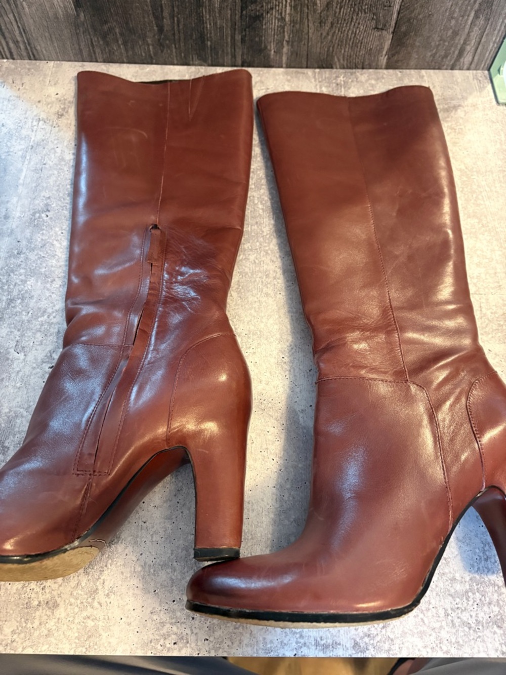 Sam Edelman Seraphina Burgundy Knee High Leather Boots Heeled Sz 10 - Picture 5 of 7